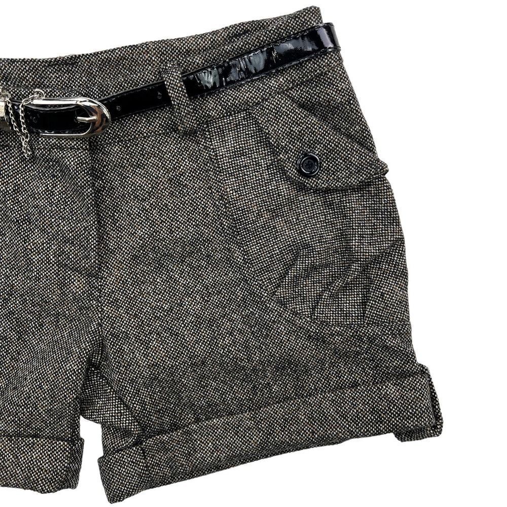 Pre-Loved 1Adeinital Women Shorts Summer Paris Chic Grey Wool Fashion Belted